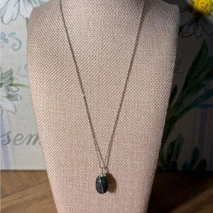 Silver wire wrapped Jade gemstone pendant women’s necklace handcrafted